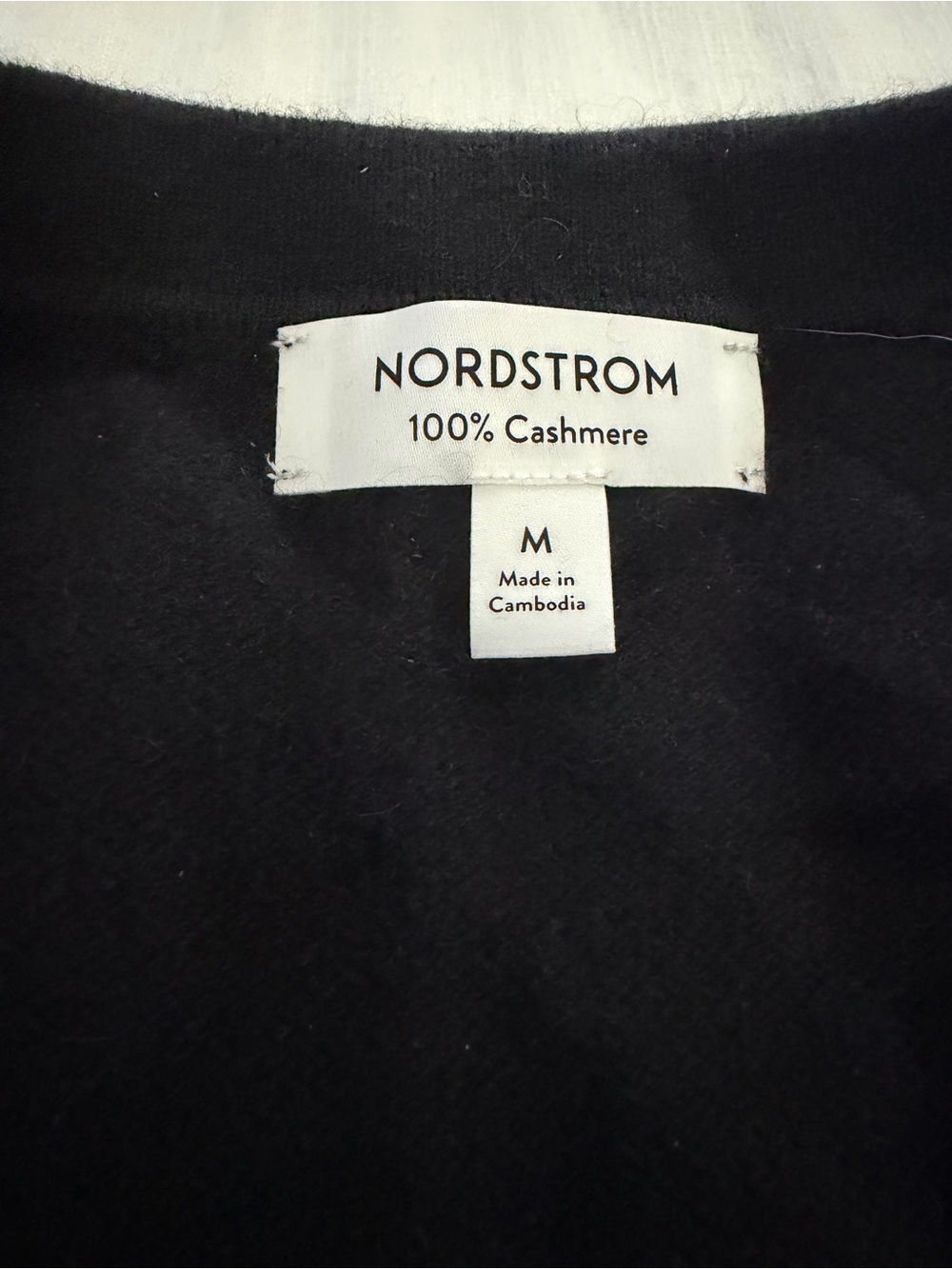 Nordstrom Cashmere Johnny Collar Short Sleeve Sweater Black Rock M NWT - Picture 5 of 6